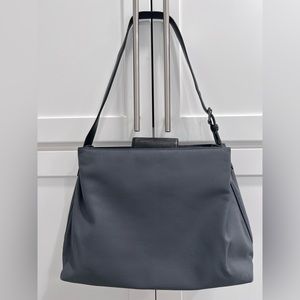 Coach Mercer Gray Nylon & Black Leather Trim Shoulder Bag Vintage